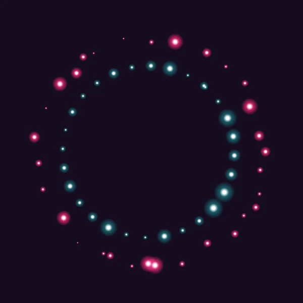Abstraktní Neonový Efekt Kruhů Tmavém Pozadí Vektorová Ilustrace — Stockový vektor