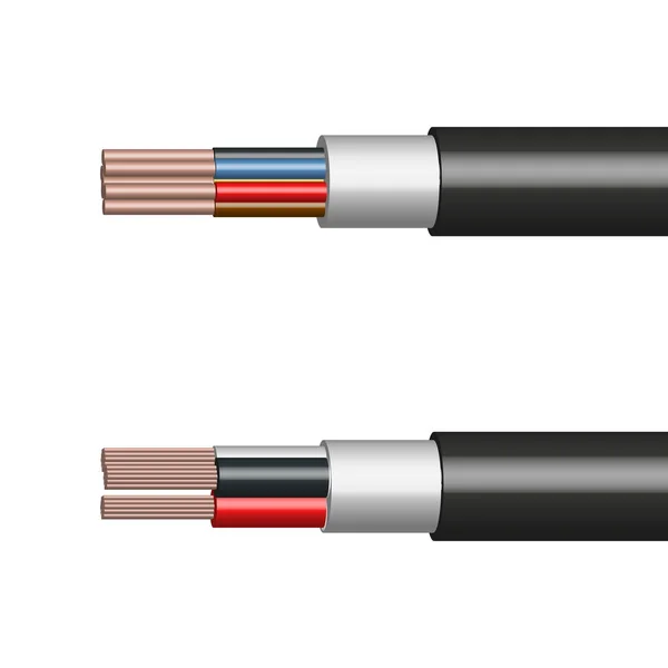 Cable Redondo Con Conductores Cobre Aislados Estilo Ilustración Vectorial — Archivo Imágenes Vectoriales