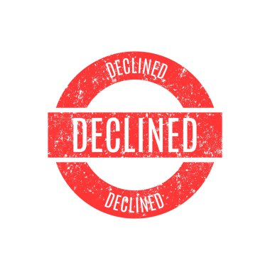 Yuvarlak lastik damga reddedildi, beyaz arka planda izole edildi. Düz vektör illüstrasyonu.