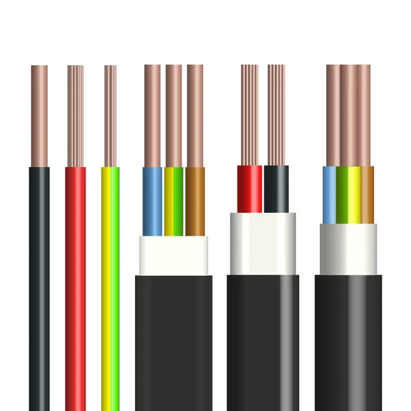 Flat Cable Insulated Copper Conductors Front View Vector Illustration — Stock Vector