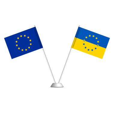 Ukrayna Avrupa entegrasyonu, Avrupa Birliği 'ne katılım yolunda ilerleme, vektör illüstrasyonu.