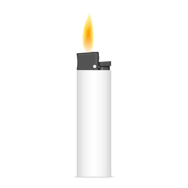 Photorealistic Lighter Fire Front View Vector Illustration — Stockvector