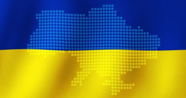 Waving Flag Ukraine Dotted Map Animation — Vídeo de Stock