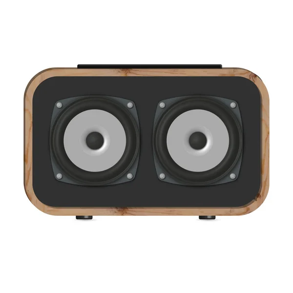 Wooden Portable Music Speaker Front View Vector Illustration — 스톡 벡터