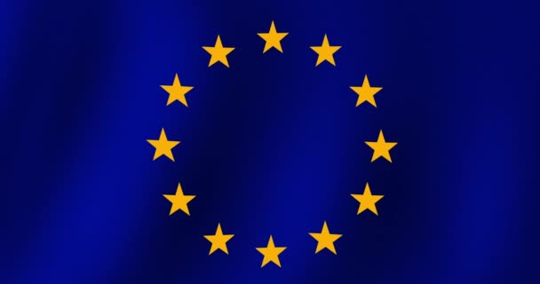 Waving Fabric Flag National Symbols European Union Animation — Vídeo de Stock