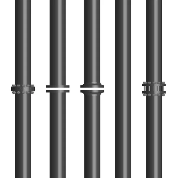 Set Steel Pipes Connecting Flanges Vector Illustration — Stok Vektör