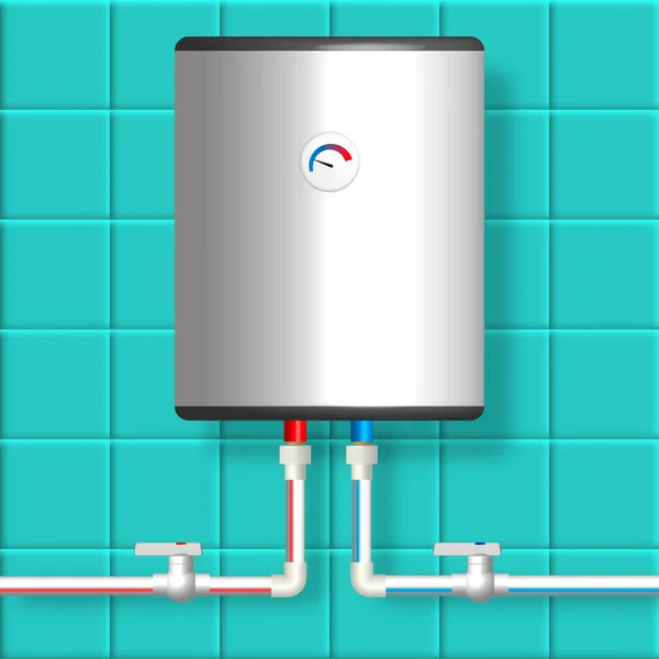 Tubos Plástico Para Agua Caliente Fría Con Caldera Válvulas Vista — Vector de stock