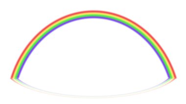 Four colored rainbow with mirror reflection on white background, vector illustration.