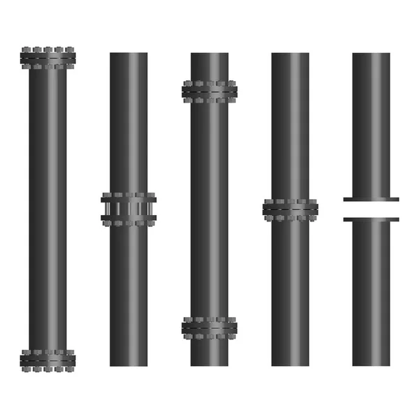 Set Steel Pipes Connecting Flanges Vector Illustration — Stockvektor