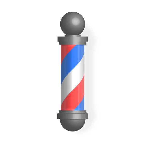 Barber Pole Skylt Med Skugga Isolerad Vit Bakgrund Vektor Illustration — Stock vektor