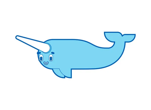 Cute Narwhal Cartoon Small Arctic Whale Horn — Stock Vector