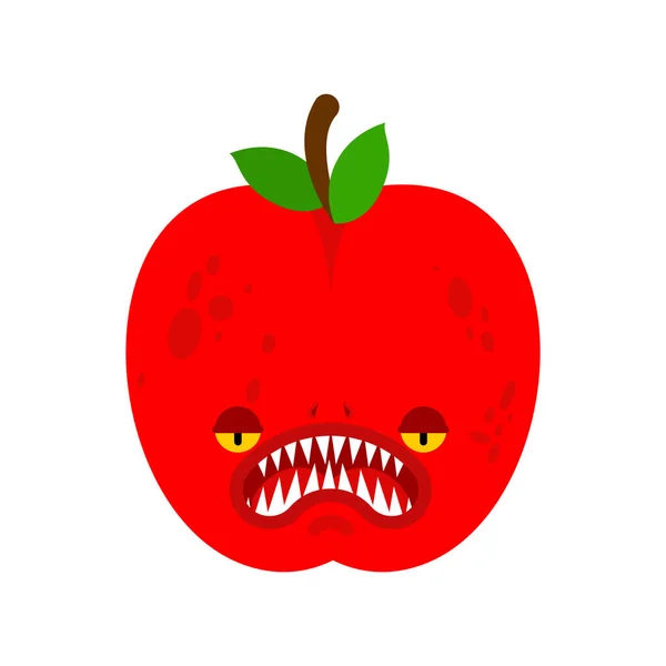 Apple Monstrum Gmo Mutant Rozzlobené Ovoce Zuby Hladový Cizinec Vektor — Stockový vektor