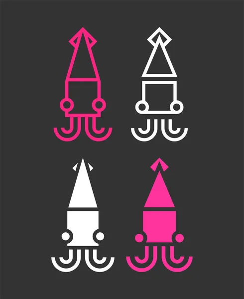 Squid Logo Concept Versie Teken Inktvissen — Stockvector