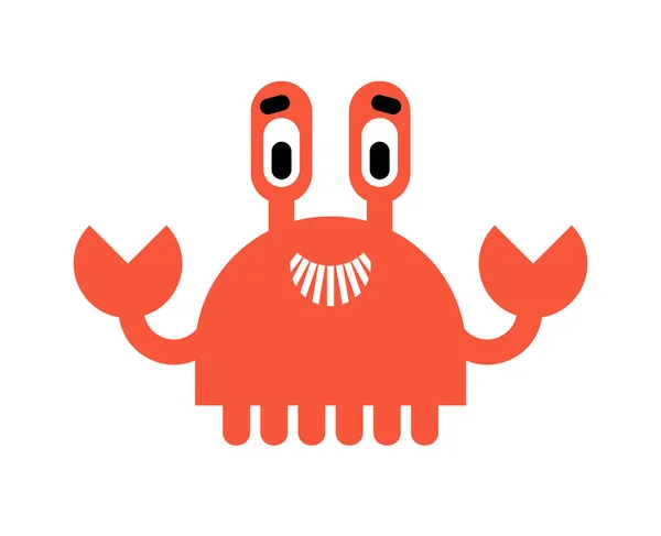 Söt Krabba Isolerad Tecknad Krabba Havsdjur Vektor Illustration — Stock vektor