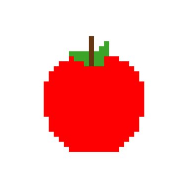 Elma piksel sanatı. pixelated Fruit. 8 bit vektör illüstrasyonu