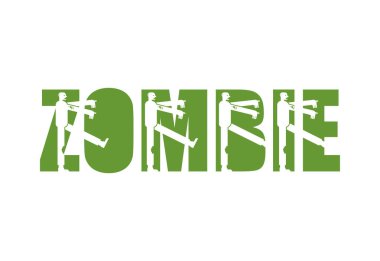 Yazılı Zombi Harfleri Silueti. Zombi tipografisi. Cadılar Bayramı nesne mektupları