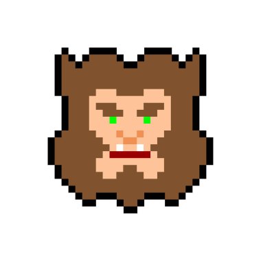 Kurt adam pikseli sanatı. Pikselleştirilmiş kurt canavar. 8 bitlik kurt adam canavar vektör çizimi