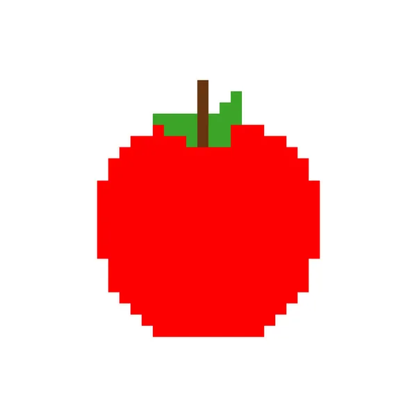 Arte Píxeles Apple Fruta Pixelada Bit Vector Ilustración — Archivo Imágenes Vectoriales