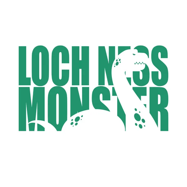 Loch Ness Monster Lettering Silhouet Van Tekst Nessie Typografie Monsterlijke — Stockvector