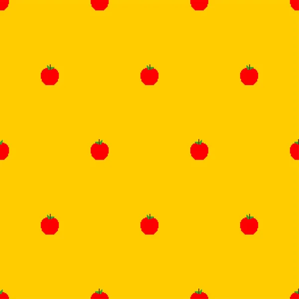 Appleピクセルアートパターンをシームレスに ピクセル化された果実の背景 8ビットのテクスチャ — ストックベクタ