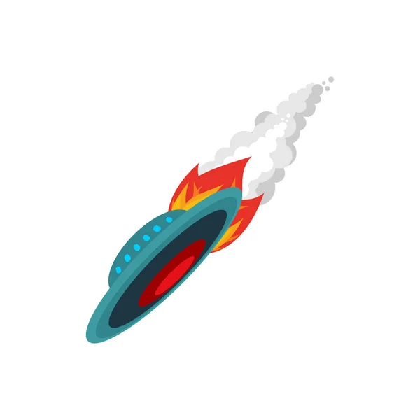 Ufo墜落 空飛ぶ円盤は孤立する 未知の空飛ぶ物体ベクトル図 — ストックベクタ