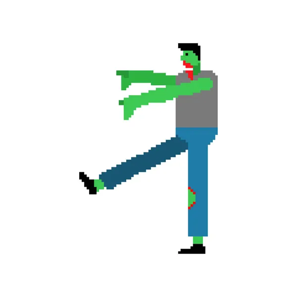 Arte Píxeles Zombie Zombi Pixelado Aislado Muerto Bits Vivo — Vector de stock