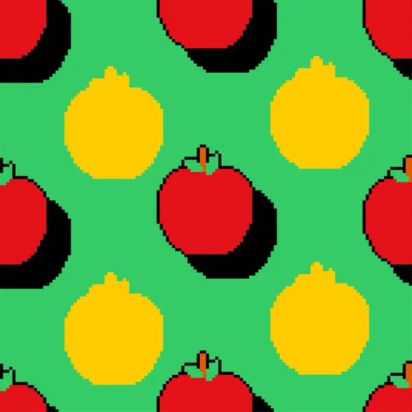 Μήλο Μοτίβο Τέχνη Pixel Αδιάλειπτη Φόντο Pixelated Φρούτα Bit Υφή — Διανυσματικό Αρχείο