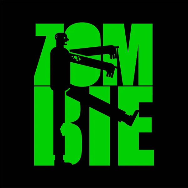 Zombie Lettering Silhuett Text Zombitypografi Halloween Objekt Bokstäver — Stock vektor