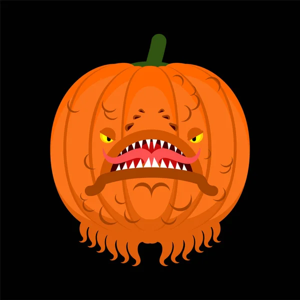 Pumpkin Monster Halloween Scary Vegetable Horrible Monstrosity — Stock Vector