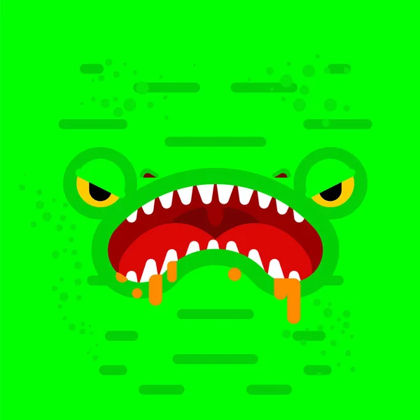 Cara Monstruo Dientes Mandíbulas Monstruos Verdes — Archivo Imágenes Vectoriales