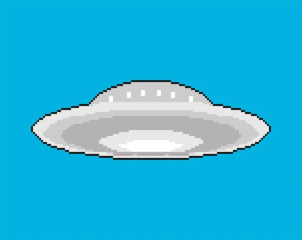Τέχνη Ufo Pixel Pixelated Flying Saucer Απομονωμένο Bit Άγνωστη Διανυσματική — Διανυσματικό Αρχείο