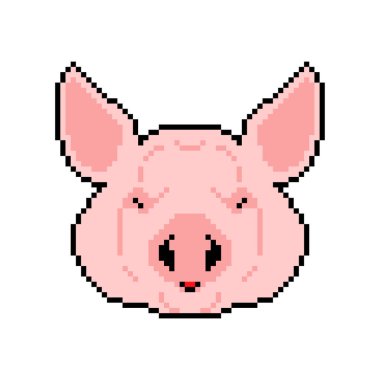 Domuz kafası pikseli. pixelated piggy. 8bit resimleme