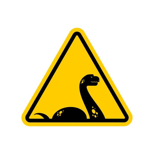 Uwaga Potwór Loch Ness Ostrzegam Nessie Żółty Trójkąt Znak Drogowy — Wektor stockowy
