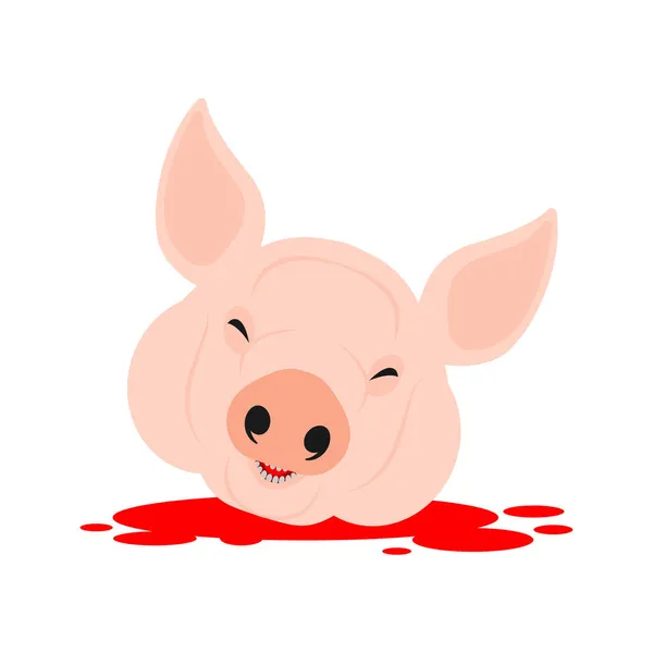 Świńska Głowa Odcięta Krew Ścięta Świnia Sklepie Mięsnym — Wektor stockowy