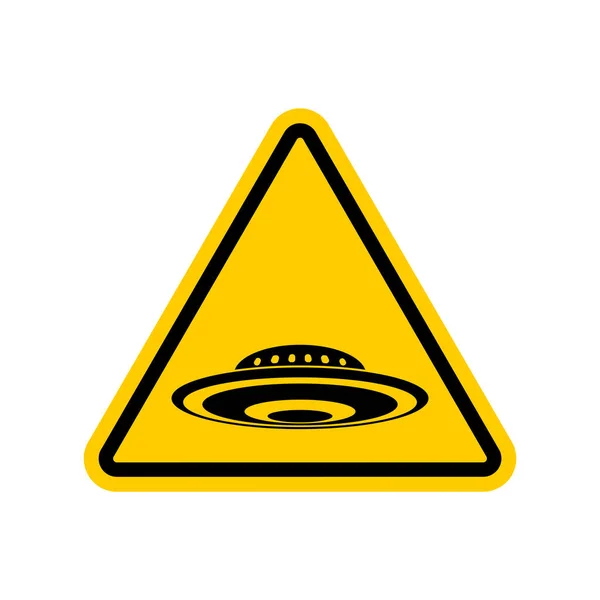 Uwaga Ufo Uwaga Nieznany Obiekt Latający Żółty Trójkąt Znak Drogowy — Wektor stockowy