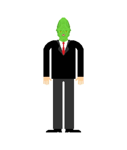 Reptiliano Humano Para Pixel Art Invasores Terrestres Alienígenas Bits Pixelada — Vector de stock