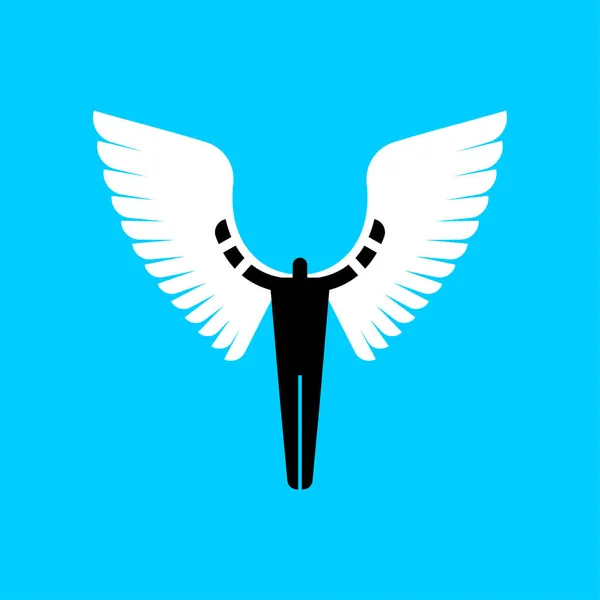 Signe Icare Homme Avec Des Ailes Logo Ange Symbole — Image vectorielle