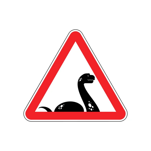 Attentie Loch Ness Monster Voorzichtig Nessie Rode Driehoek Wegwijzer — Stockvector