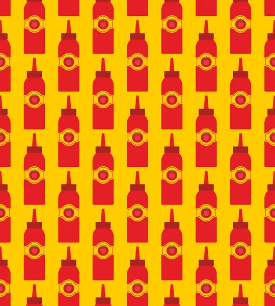 Ketchup Flaska Mönster Sömlös Packar Ketchup Bakgrund Vektorstruktur — Stock vektor