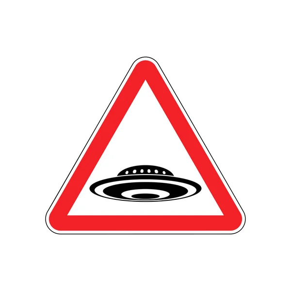 Uwaga Ufo Uwaga Nieznany Obiekt Latający Czerwony Trójkąt Znak Drogowy — Wektor stockowy
