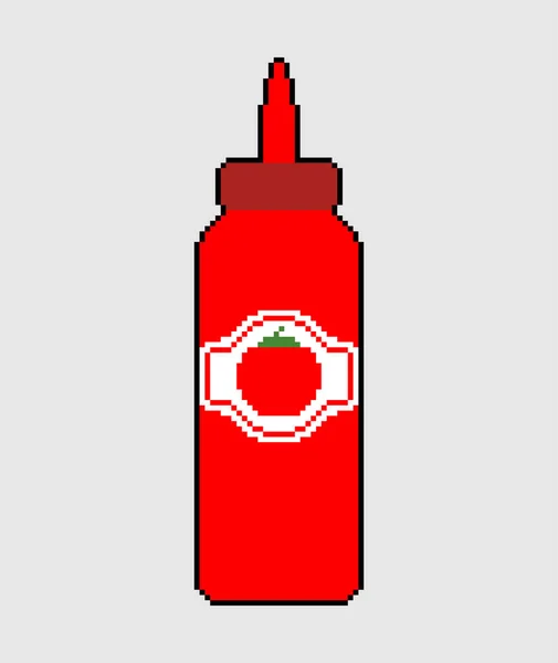 Kečup Láhev Pixel Art Balení Kečupu Pixelováno 8Bitová Ilustrace — Stockový vektor