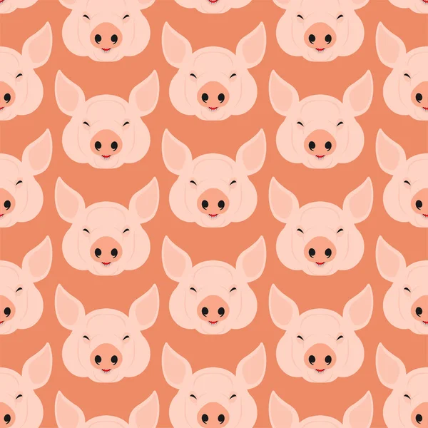 Butcher Shop Pattern Seamless Pig Head Background — Stock Vector