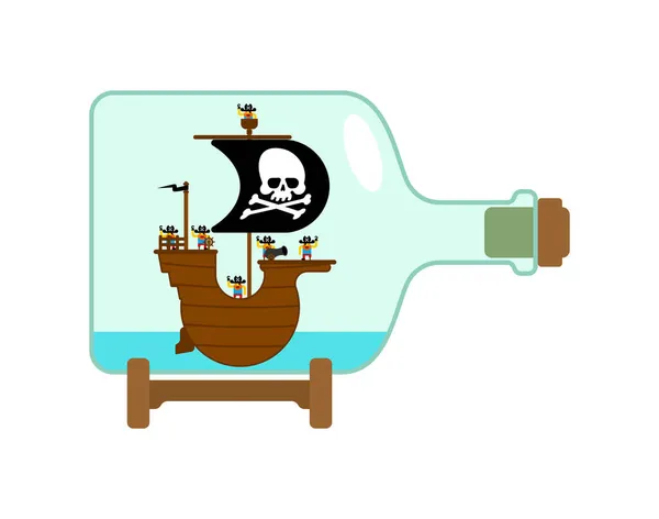 Pirate Ship Bottle Isolated Vector Illustration — Stock Vector