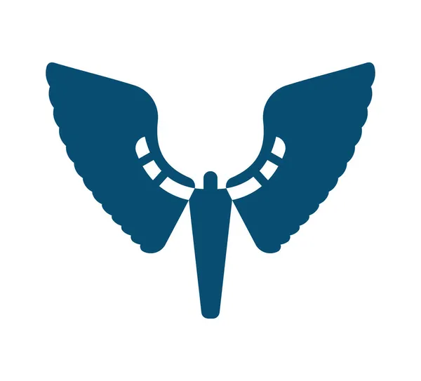 Icarus Teken Man Met Vleugels Logo Angel Symbool — Stockvector