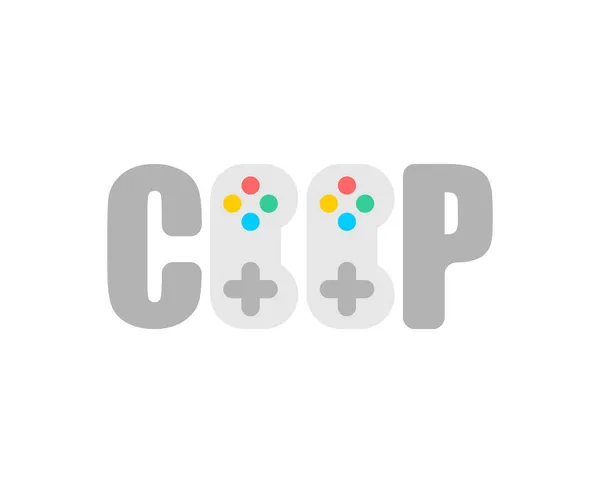 Logo Jeu Coop Signe Jeu Coopératif Icône Jeu Vidéo Pour — Image vectorielle