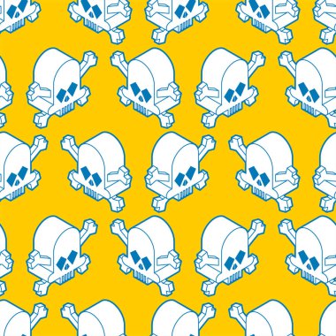 Kafatası izometrik desen kusursuz. İskelet kafa soyut arkaplan. vektör dokusu