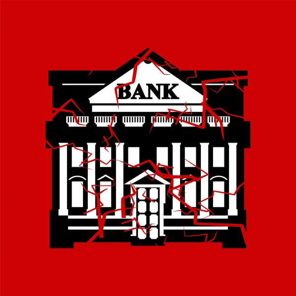 Разбитый Банк Концепция Банкротства Банка Банкротство Кризис Проблема Банковском Секторе — стоковый вектор