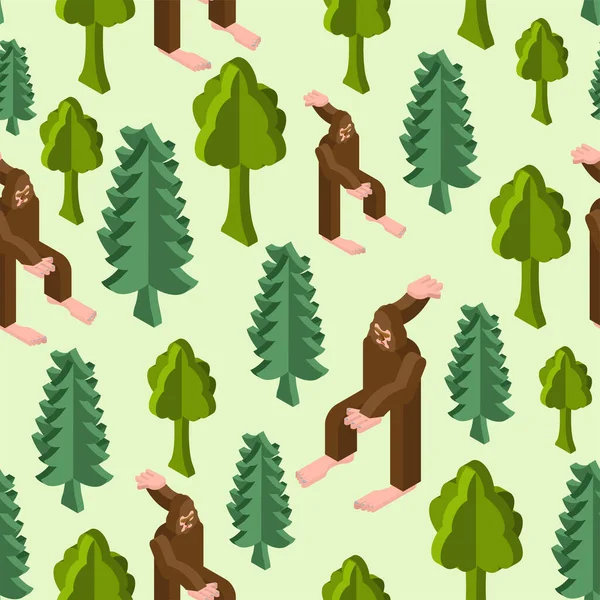Yeti Isometric Pattern Seamless Bigfoot Now Monster Background Baby Fabric — Stock Vector