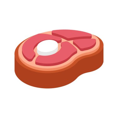 Biftek izole. Biftek dilimi. vektör illüstrasyonu