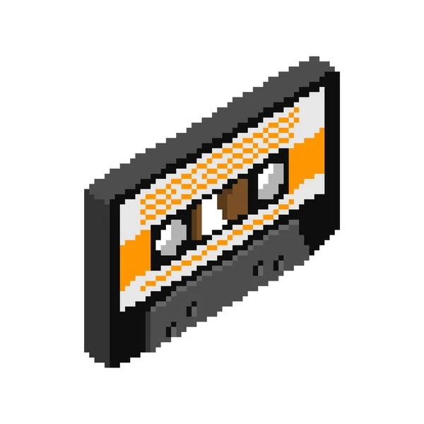 テープレコーダー用レトロカセットピクセルアート Boomboxカセット8ビット — ストックベクタ